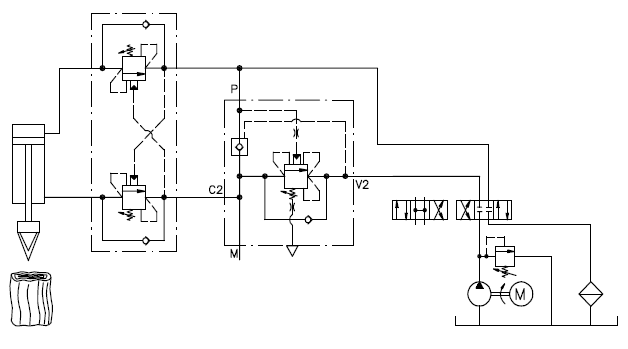 Diagrama de conexiones Válvula de alta velocidad/diferencial, tubería, 160 l/min, G3/4'' 